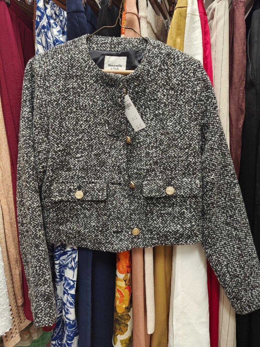 NWT Abercrombie & Fitch Textured Collarless Jacket Blazer - S